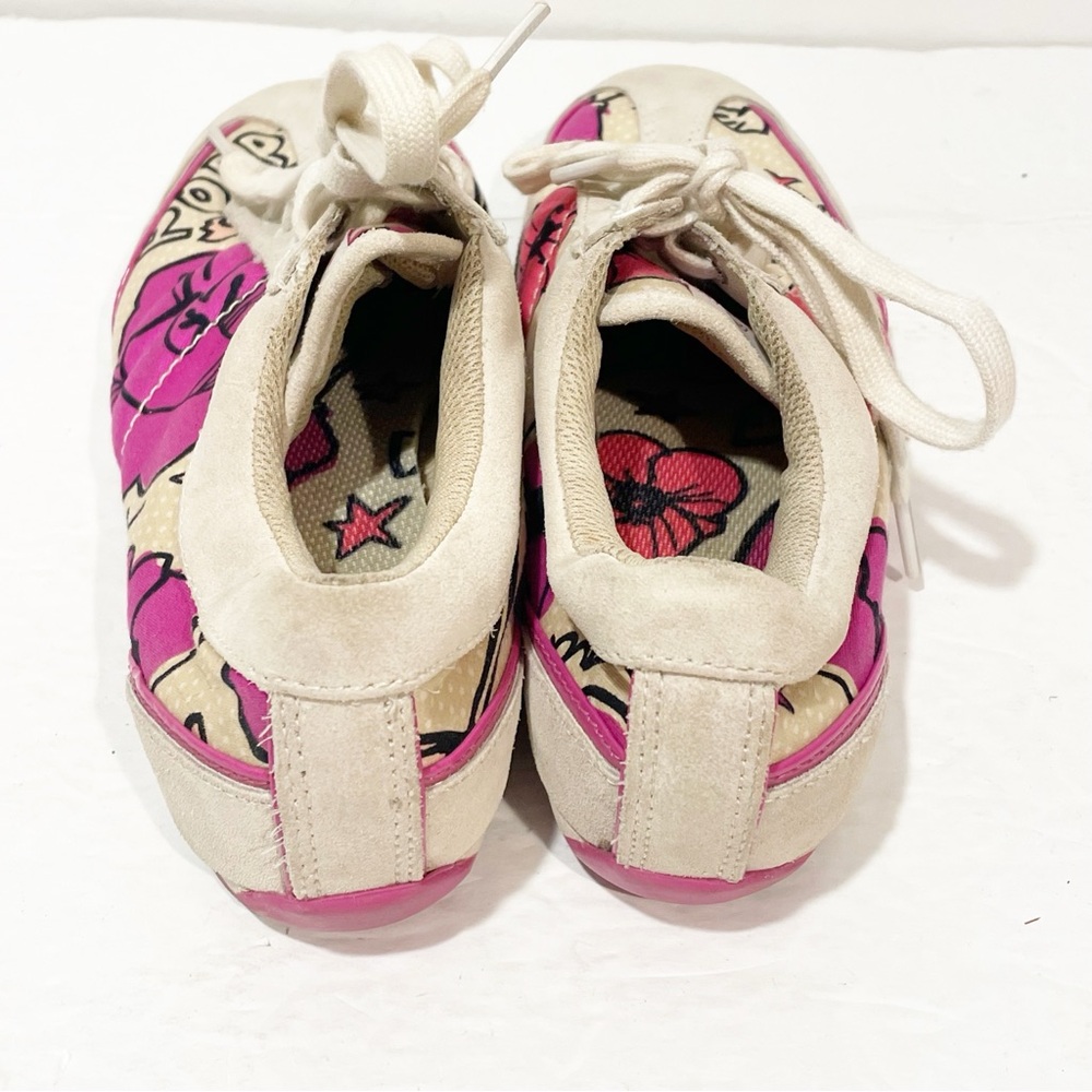 Coach Size 8 Dillon Poppy Leather Suede‎ Multi Color Floral Sneakers - Picture 4 of 7